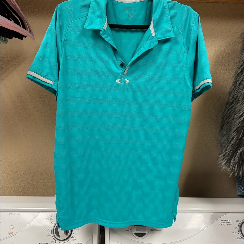 Oakley Men’s Golf Polo Shirt Size Medium Teal Short Sleeve